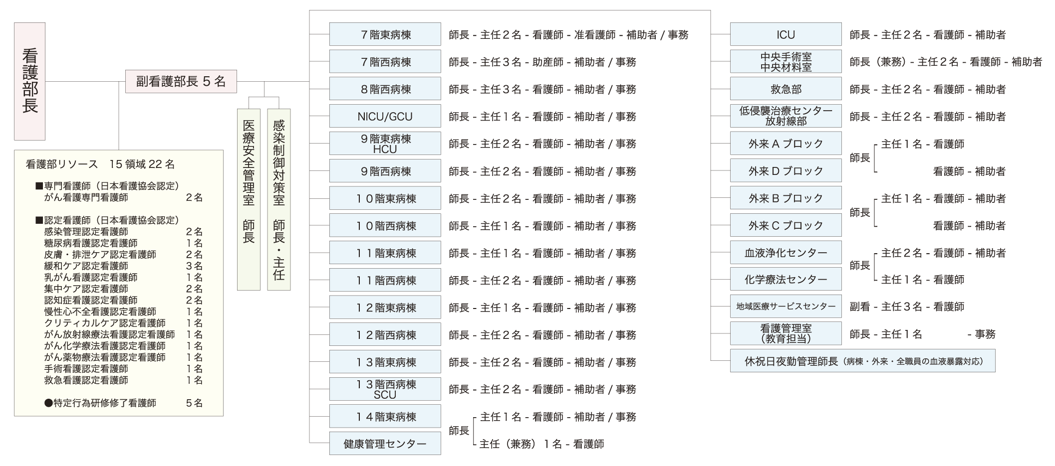 北野病院看護部組織図